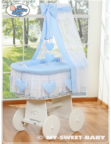 Moses Basket/Wicker drape crib- Amelie blue