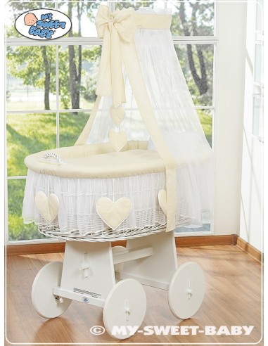 Moses Basket/Wicker drape crib- Amelie cream