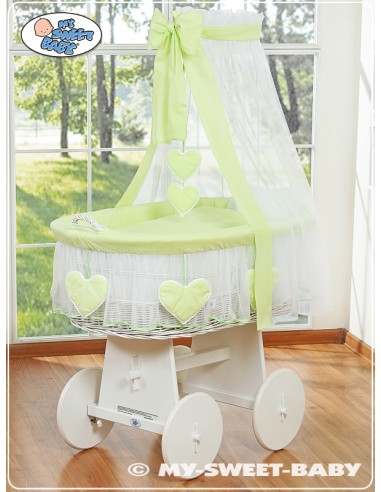 Moses Basket/Wicker drape crib- Bell Amy green