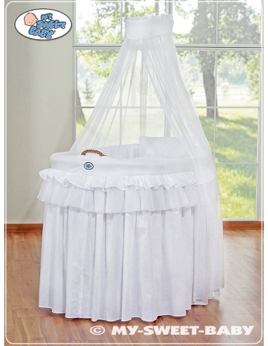 Moses Basket/Wicker drape crib- Little Prince/Princess white