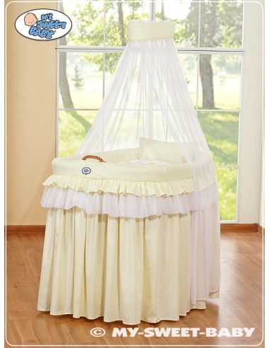 Moses Basket/Wicker drape crib- Little Prince/Princess cream