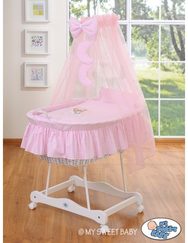 Wicker drape crib- Good night pink