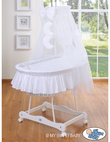 Wicker drape crib- Good night white