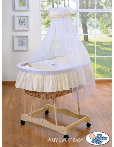 Moses Basket/Wicker drape crib- Donkey Luca cream