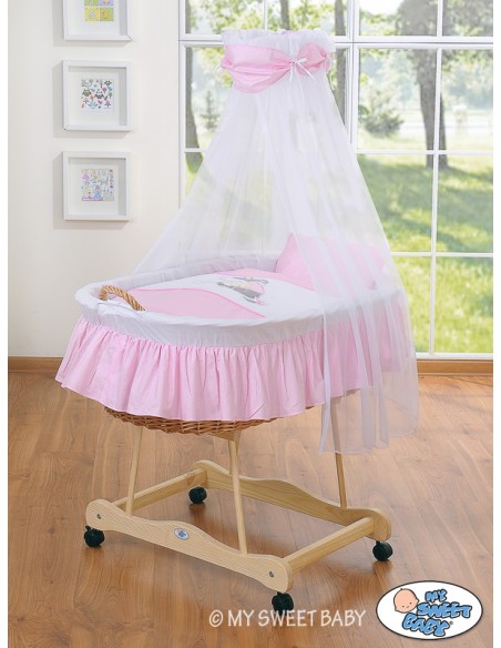 Moses Basket/Wicker drape crib- Donkey Luca pink