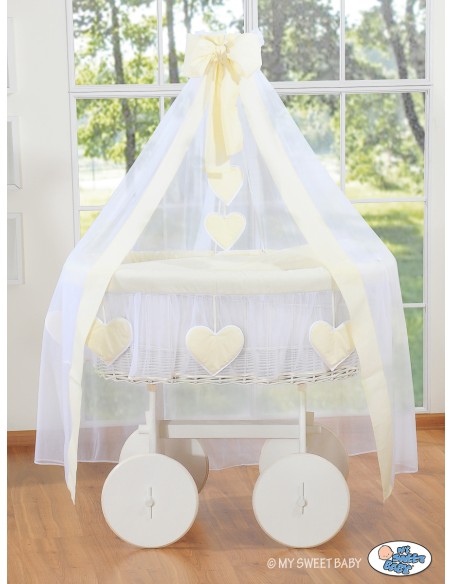 Moses Basket/Wicker drape crib Deluxe- Amelie cream