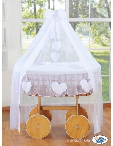 Moses Basket/Wicker drape crib Deluxe- Amelie white