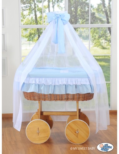 Moses Basket/Wicker drape crib Deluxe- Bellamy blue