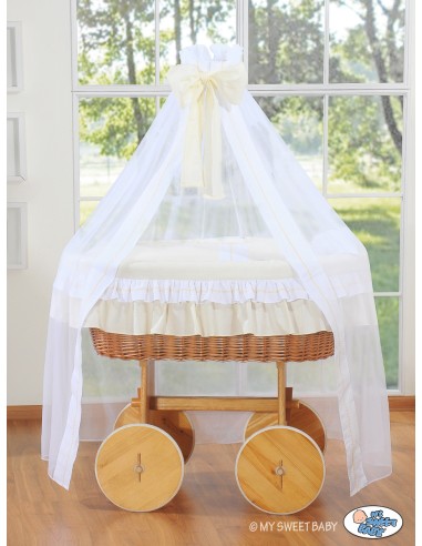 Moses Baskket/Wicker drape crib Deluxe- Bellamy cream