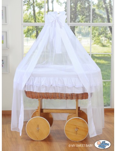 Moses Basket/Wicker drape crib Deluxe- Little Angel white