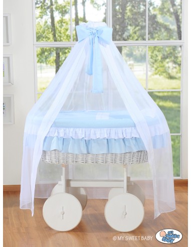 Moses Basket/Wicker drape crib Deluxe- Bellamy blue