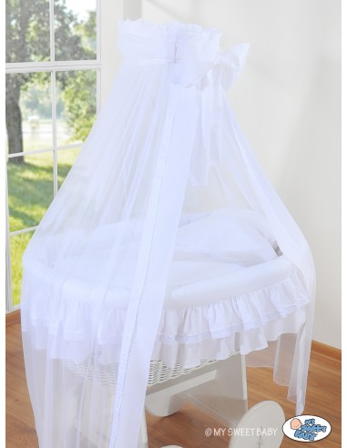 Moses Basket/Wicker drape crib Deluxe- Little Angel white