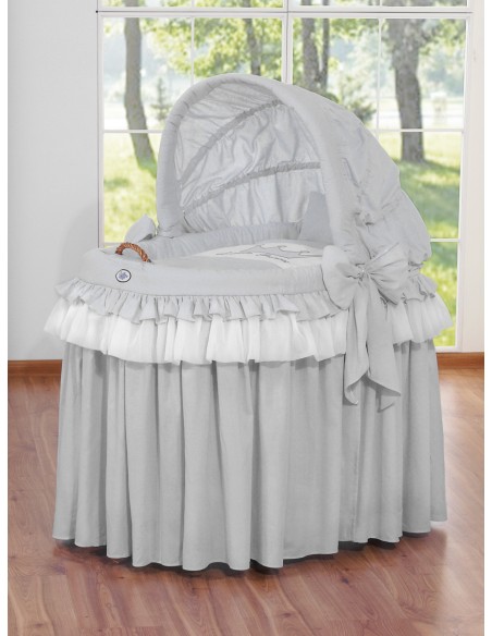 Moses Basket/Wicker hood crib- Little Prince/Princess gray