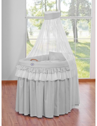 Moses Basket/Wicker drape crib- Little Prince/Princess gray