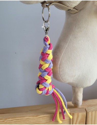 Tether for Hobby Horse made of double-twine cord - dark pink/purple/yellow