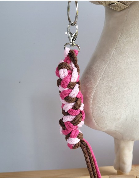 Tether for Hobby Horse made of double - light pink/dark pink/brown