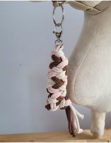 Tether for Hobby Horse made of double - pastel pink/ brown/ light beige