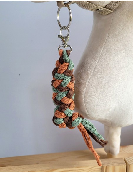 Tether for Hobby Horse made of double - pistachio/brown/ terracotta