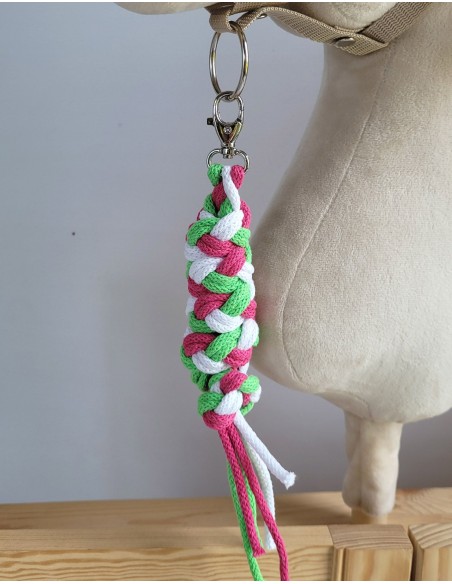 Tether for Hobby Horse made of double - dark pink/light green/white