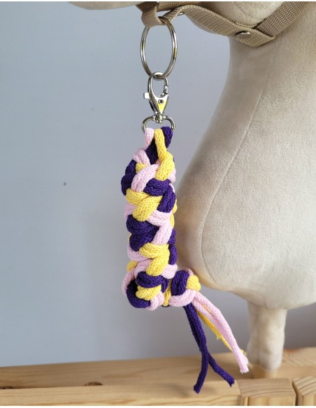 Tether for Hobby Horse made of double - light pink/dark purple/yellow