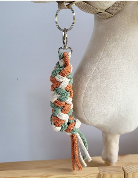 Tether for Hobby Horse made of double - light beige/pistachio/ terracotta