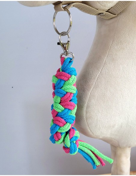 Tether for Hobby Horse made of double - light green/turquoise/dark pink