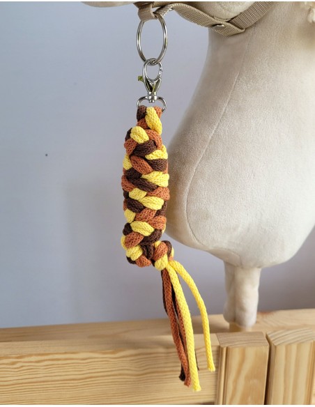 Tether for Hobby Horse made of double - yellow/ terracotta/brown