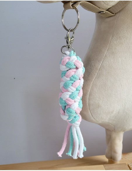 Tether for Hobby Horse made of double - light pink/mint/white