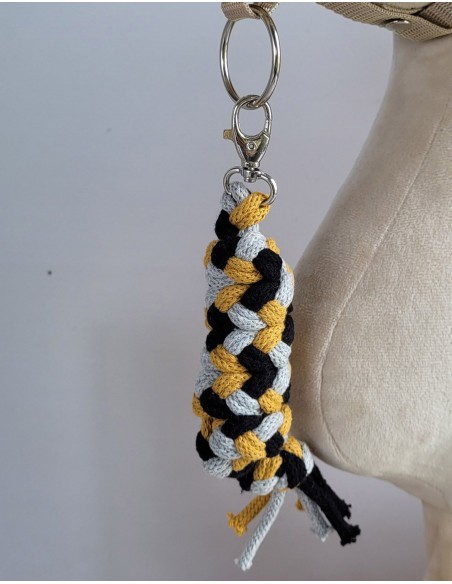 Tether for Hobby Horse made of double - mustard/ grey/ black