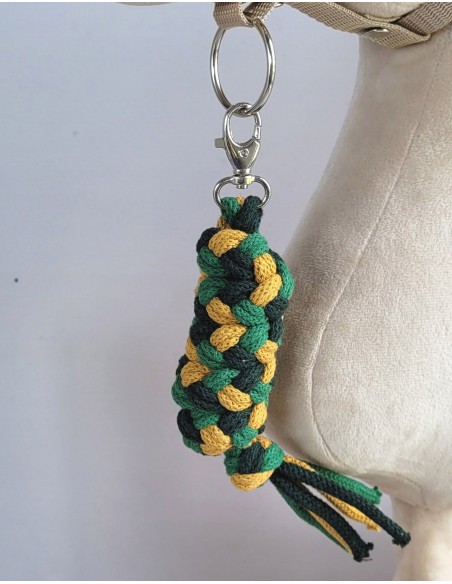 Tether for Hobby Horse made of double - mustard/ green/ bottle green