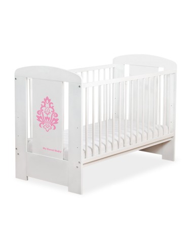 Wooden baby cot 120x60cm Glamour white-pink