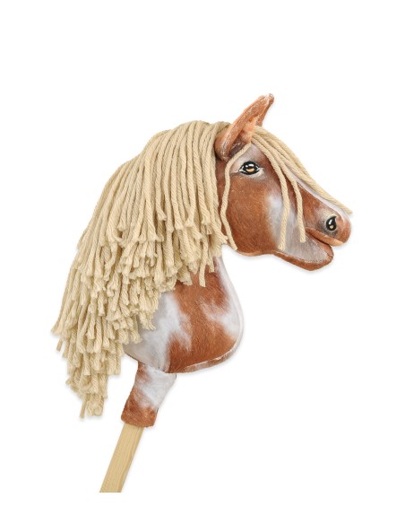 Horse on a stick Super Hobby Horse Premium - tobiano bay horse with a beige maneA4