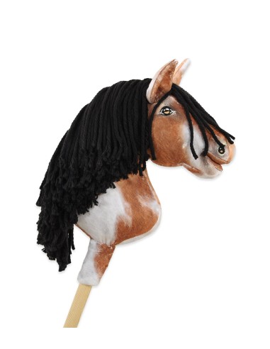 Horse on a stick Super Hobby Horse Premium - tobiano bay horse with a black maneA4