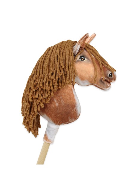 Horse on a stick Super Hobby Horse Premium - tobiano bay horse with a brown maneA4