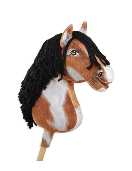 Horse on a stick Super Hobby Horse Premium - tobiano bay horse with a black mane A3