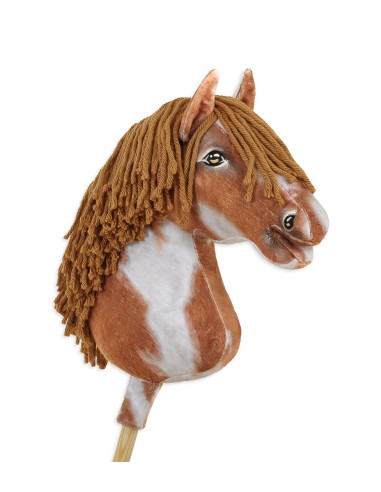 Horse on a stick Super Hobby Horse Premium - tobiano bay horse with a brown mane A3