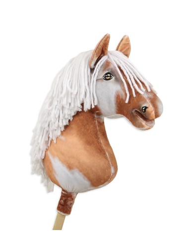 Horse on a stick Super Hobby Horse Premium - tobiano bay horse with a white mane A3