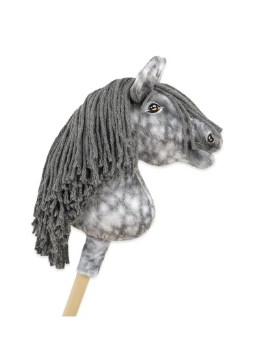 Horse on a stick Super Hobby Horse Premium - dapple grey horse with a grey mane A4