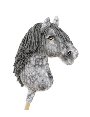 Horse on a stick Super Hobby Horse Premium - dapple grey horse with a grey mane A3