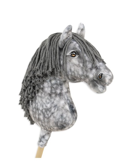 Horse on a stick Super Hobby Horse Premium - dapple grey horse with a grey mane A3