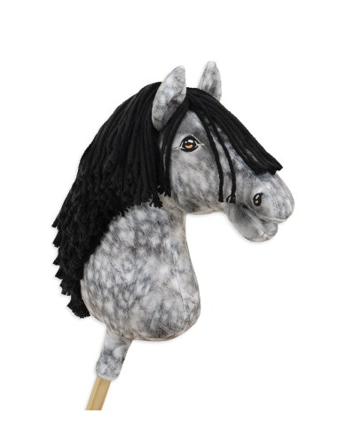 Horse on a stick Super Hobby Horse Premium - dapple grey horse with a black mane A3