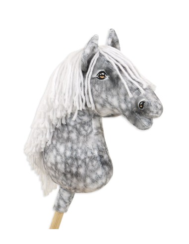 Horse on a stick Super Hobby Horse Premium - dapple grey horse with a white mane A3