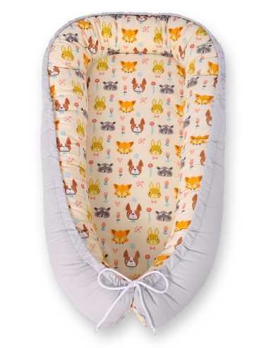 Baby nest double-sided Premium Cocoon for infants BOBONO- cream animals