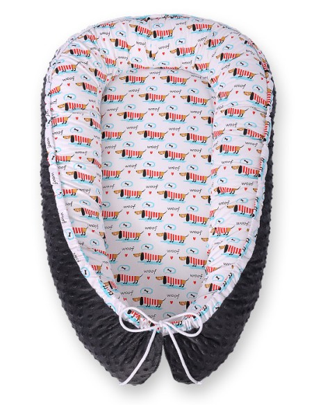 Baby nest double-sided Premium Cocoon for infants BOBONO minky- doggies