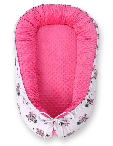 Baby nest double-sided Premium Cocoon for infants BOBONO minky- pink zebras