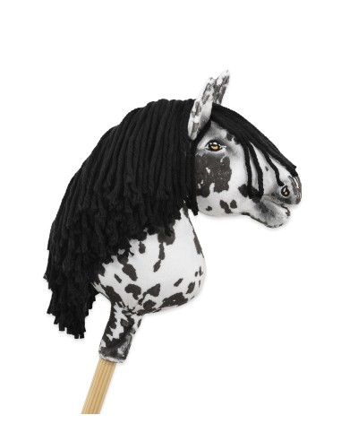 Horse on a stick Super Hobby Horse Premium - leopard with a black mane A4