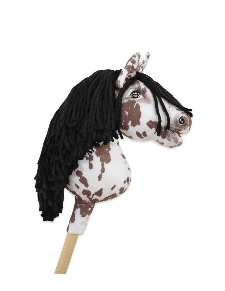 Horse on a stick Super Hobby Horse Premium - brown leopard with a black mane A4