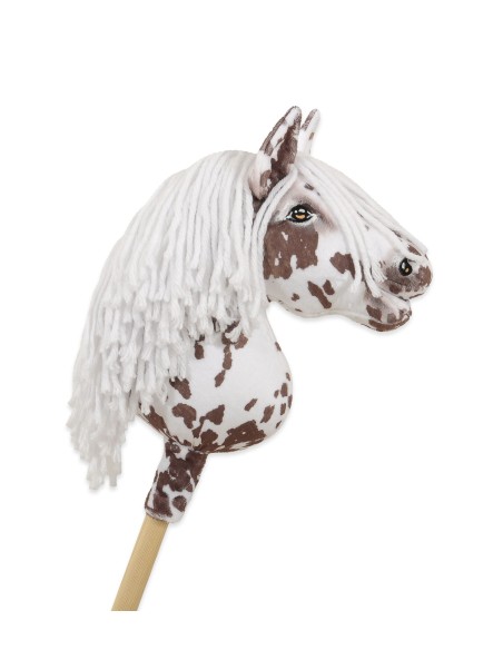 Horse on a stick Super Hobby Horse Premium - brown leopard with a white mane A4