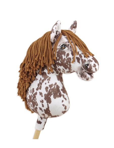 Horse on a stick Super Hobby Horse Premium - brown leopard horse with a brown mane A3