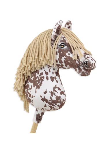 Horse on a stick Super Hobby Horse Premium - brown leopard horse with a beige mane A3